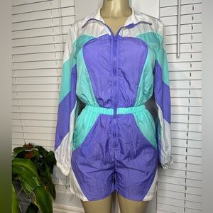 Vintage Windbreaker Style Romper